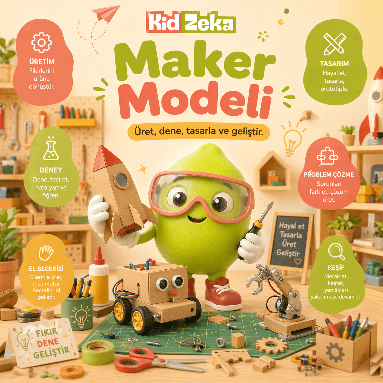 Parçaları birleştiren çocuk Maker modeli