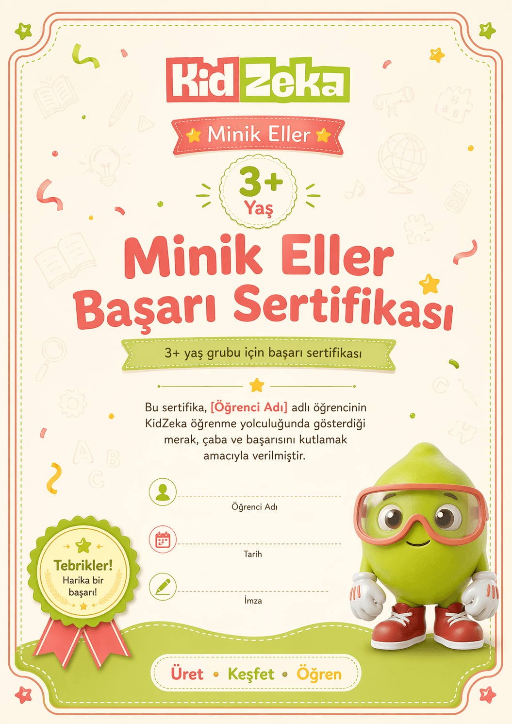 Minik Eller Başarı Sertifikası